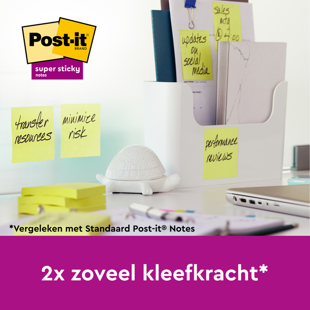 Memoblok 3M Post-it 654 Super Sticky 76x76mm geel — Foto 2 van 2