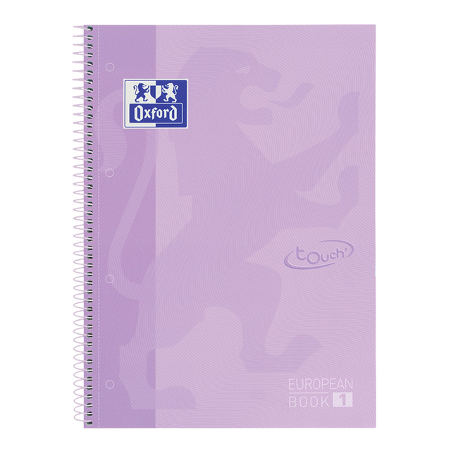 Notitieboek Oxford Touch Europeanbook A4+ 4-gaats lijn 80vel pastel paars afbeelding