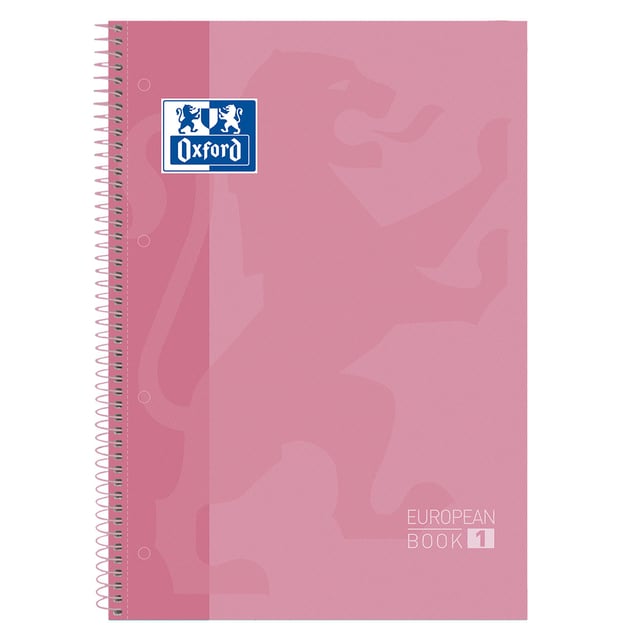 Notitieboek Oxford Classic Europeanbook A4+ 4-gaats lijn 80vel roze afbeelding