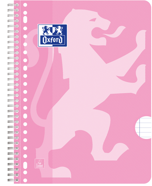 Collegeblok Oxford School A4+ lijn 23-gaats 160 pagina&apos;s 80gr roze afbeelding