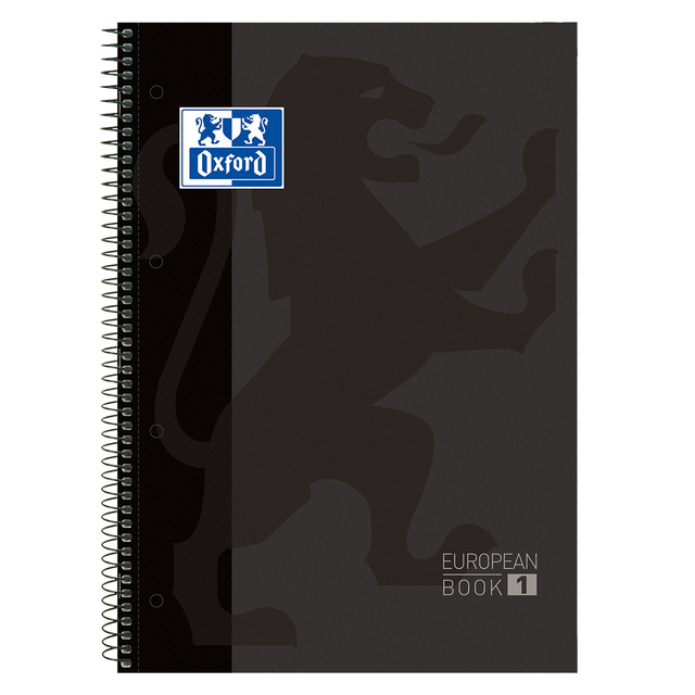 Notitieboek Oxford Classic Europeanbook A4+ 4-gaats ruit 5x5mm 80vel zwart afbeelding