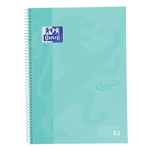 Notitieboek Oxford Touch Europeanbook A4+ 4-gaats lijn 80vel pastel mint afbeelding