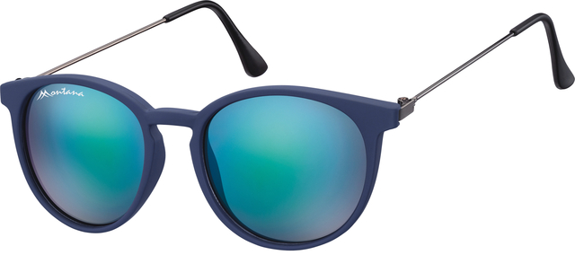 Zonnebril Montana met Revo blauw rond glas en metalen pootje mat blauw afbeelding