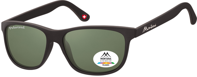 Zonnebril Montana met groen G15 gepolariseerd glas mat zwart afbeelding