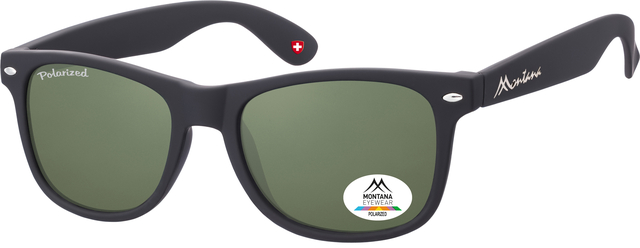 Zonnebril Montana zwart G15 groen met polarized glas