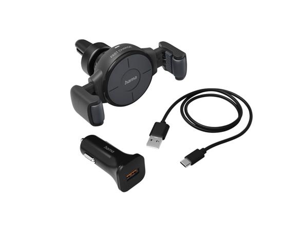 Autolader Hama draadloos QI-Charge 10W antraciet afbeelding