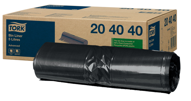 Afvalzak Tork B3 Advanced 33x40cm 5L zwart 204040 afbeelding