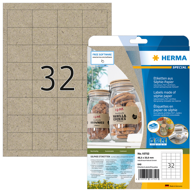 Etiket HERMA 10752 48.3x33.8mm silphie bruin 640 stuks afbeelding