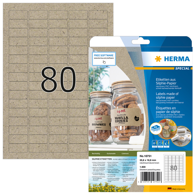 Etiket HERMA 10751 35.6x16.9mm silphie bruin 1600 stuks afbeelding