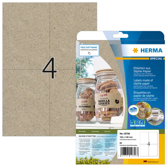 Etiket HERMA 10756 105x148 mm silphie bruin 80 stuks afbeelding