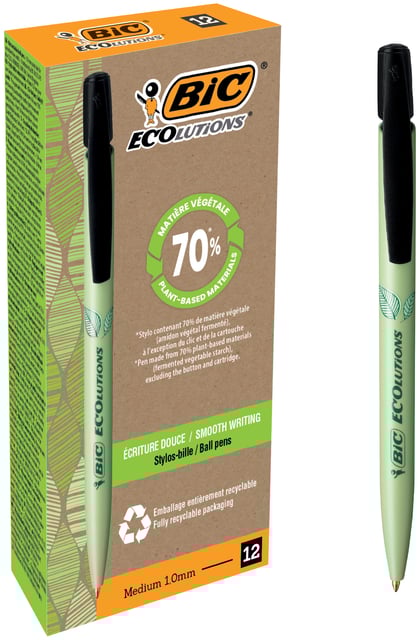 Balpen Bic Ecolutions media clic bio-based medium zwart afbeelding