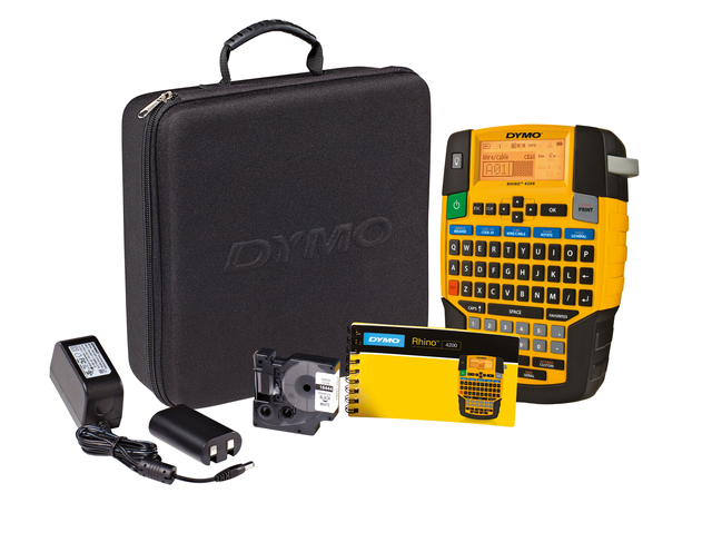 Labelprinter Dymo Rhino 4200 industrieel azerty 19mm geel in koffer afbeelding