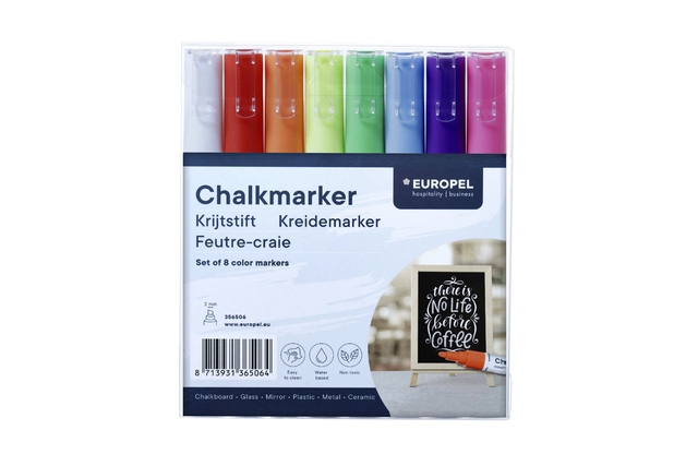 Krijtstift Europel 3mm assorti etui 8 stuks — Foto 2 van 2