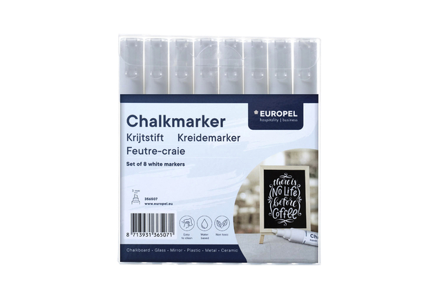 Krijtstift Europel 3mm wit etui 8 stuks — Foto 2 van 2