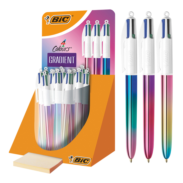 Balpen Bic 4kleuren gradient medium assorti afbeelding