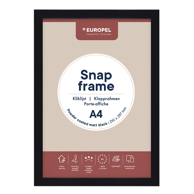 Kliklijst Europel A4 25mm mat zwart afbeelding