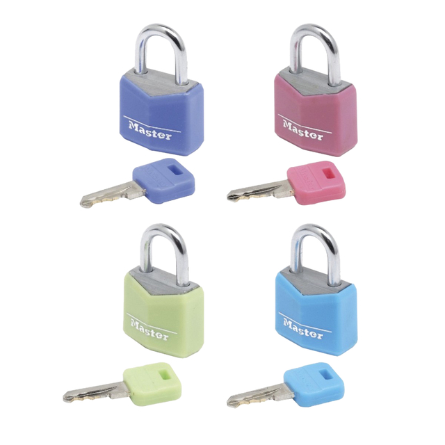 Hangslot MasterLock 4 assorti alu 20mm 4 stuks afbeelding