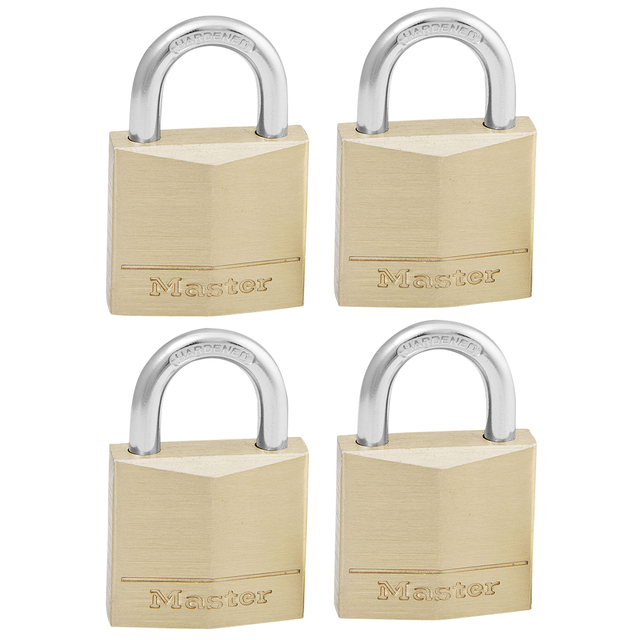 Hangslot MasterLock 4 gelijksluitend messing 30mm 4 stuks afbeelding