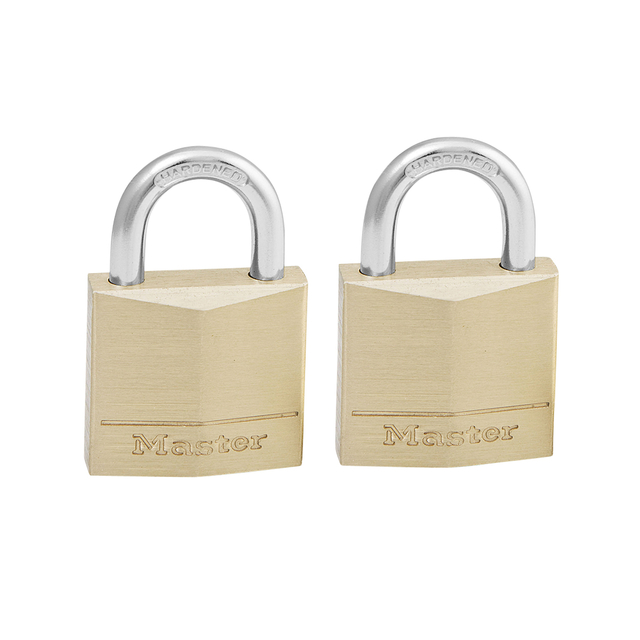 Hangslot MasterLock 2 gelijksluitend messing 30mm 2 stuks afbeelding