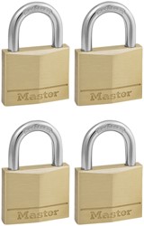 Hangslot MasterLock 4 gelijksluitend messing 50mm 4 stuks