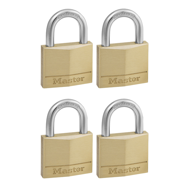 Hangslot MasterLock 4 gelijksluitend messing 40mm 4 stuks afbeelding