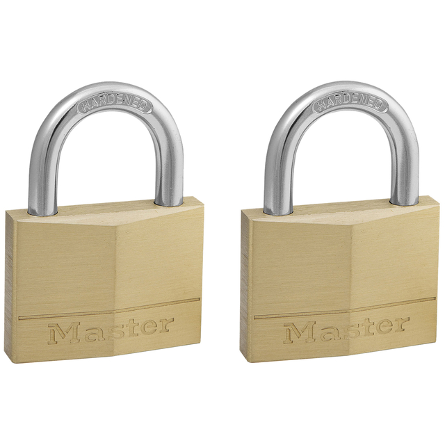 Hangslot MasterLock 2 gelijksluitend messing 50mm 2 stuks afbeelding