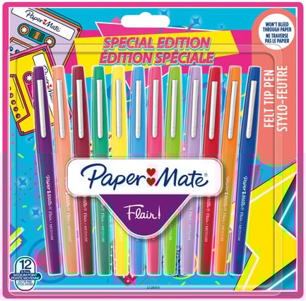 Fineliner Paper Mate Flair retro medium assorti blister à 12 stuks