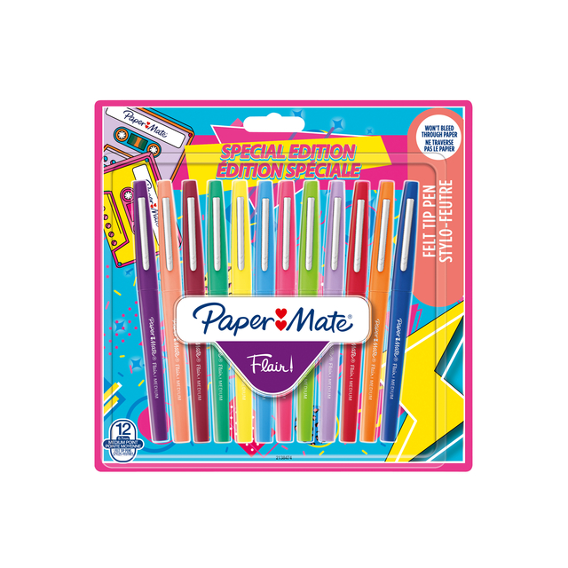 Fineliner Paper Mate Flair retro medium assorti blister à 12 stuks afbeelding
