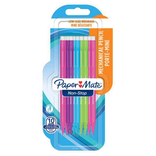 Vulpotlood Paper Mate non stop 0.7mm HB assorti blister à 10 stuks afbeelding