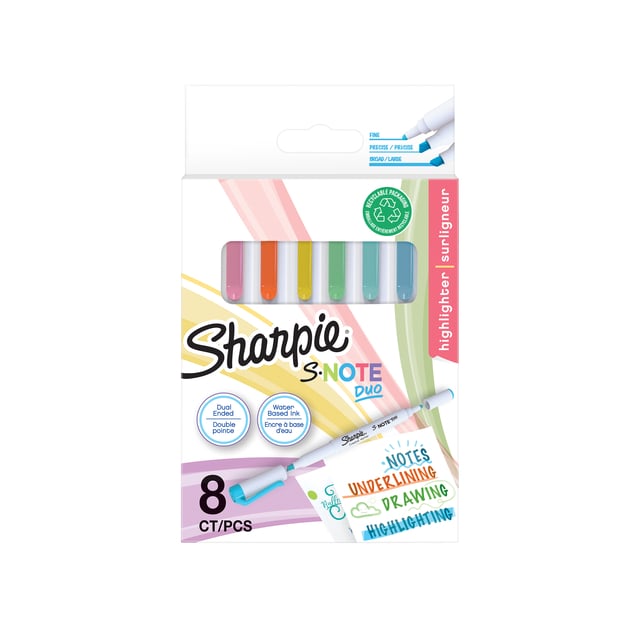 Markeerstift Sharpie S-note Duo assorti blister à 8 stuks afbeelding