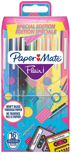 Fineliner Paper Mate Flair retro medium assorti blister à 16 stuks