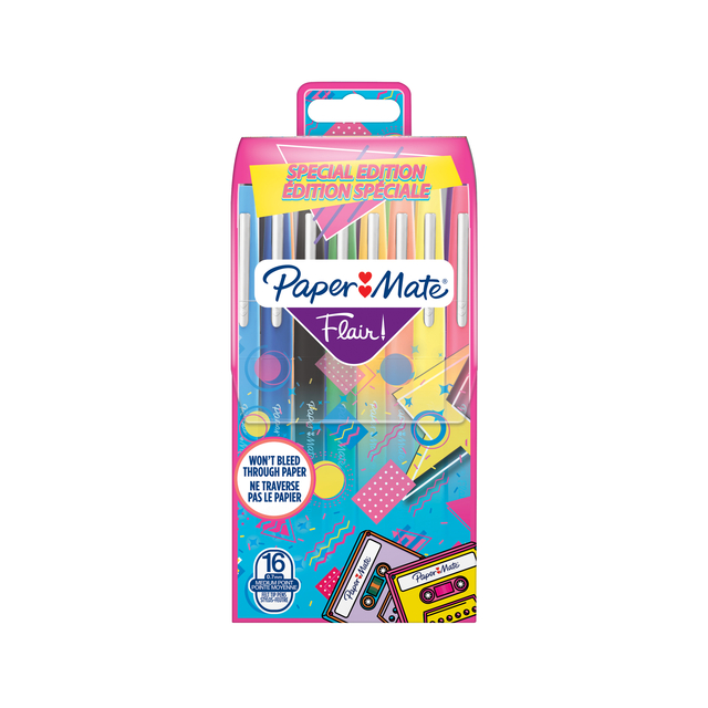 Fineliner Paper Mate Flair retro medium assorti blister à 16 stuks afbeelding