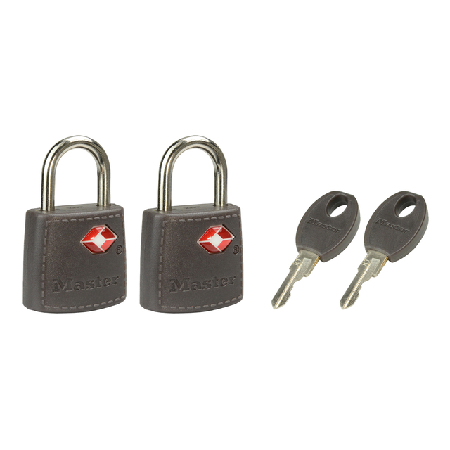 Hangslot Masterlock 2 gelijksluitend ABS cover TSA assorti in willekeurige kleur 30mm afbeelding