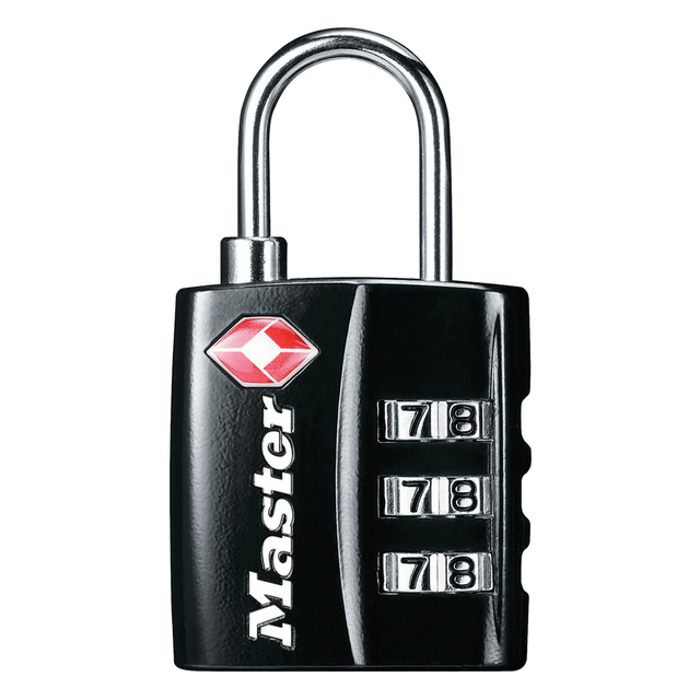 Hangslot Masterlock 3-cijfer combinatie TSA zwart 30mm afbeelding