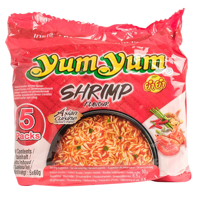 Noodles Yum Yum garnaal bami 5-pack 5x60gr afbeelding