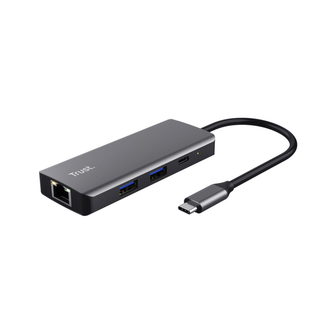 Adapter Trust DALYX 6-in-1 USB-C multipoort grijs afbeelding