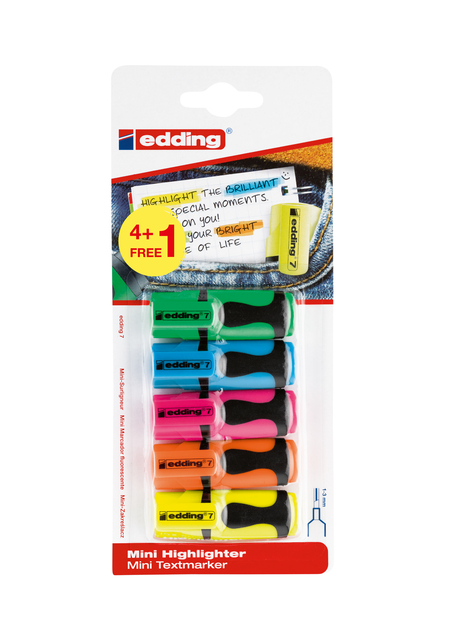 Markeerstift edding 7 mini 1-3mm assorti blister à 4+1 stuk gratis afbeelding