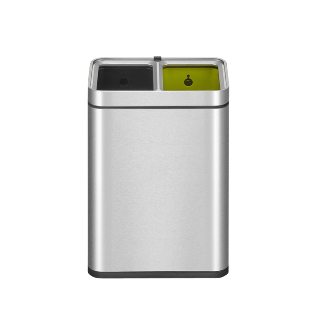 Afvalbak EKO Laguna Slim met inwerpopening 2x10liter RVS afbeelding
