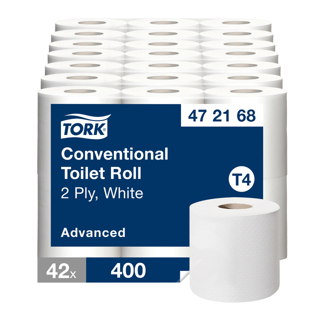 Toiletpapier Tork T4 Advanced 2-laags 400 vel wit 472168 afbeelding