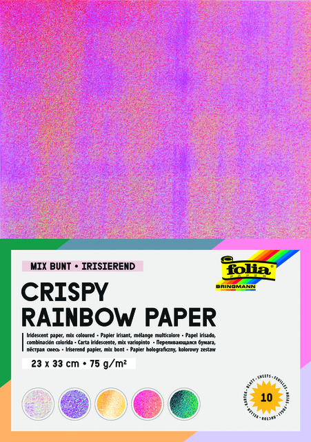 Regenboogpapier Folia 23x33cm iriserend 75gr 10 vel assorti afbeelding