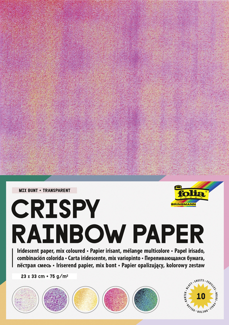 Regenboogpapier Folia 23x33cm iriserend 75gr 10 vel assorti afbeelding