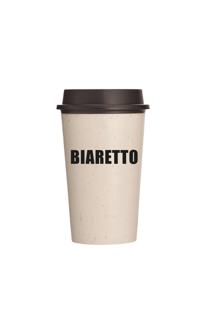NOW Cup Biaretto herbruikbare koffiebeker met deksel crème/zwart 340ml, 8 stuks afbeelding