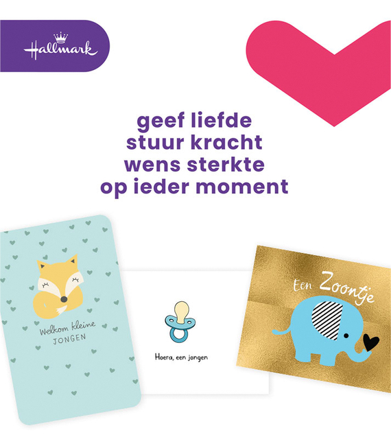 Wenskaart Hallmark navulset geboorte zoon 6 kaarten afbeelding