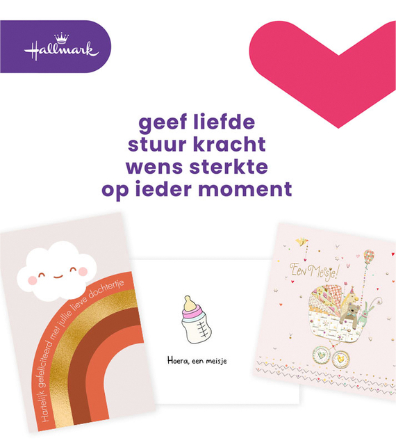 Wenskaart Hallmark navulset geboorte dochter 6 kaarten afbeelding