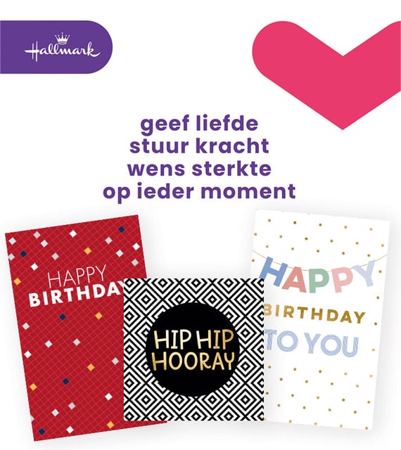 Wenskaart Hallmark navulset verjaardag Engels 6 kaarten afbeelding