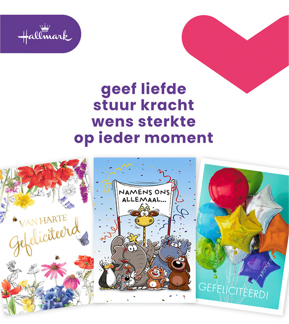 Wenskaart Hallmark navulset A4 felicitatie 8 kaarten afbeelding