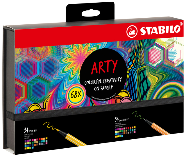 Fineliner STABILO point 88 & Pen 68 Arty creative assorti luxe box à 68 stuks afbeelding