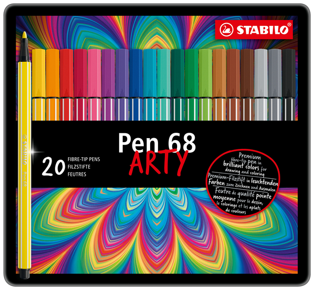Viltstift STABILO Pen 68/20 Arty medium assorti blik à 20 stuks afbeelding