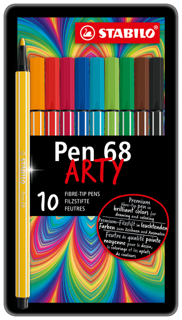 Viltstift STABILO Pen 68/10 Arty medium assorti blik à 10 stuks afbeelding