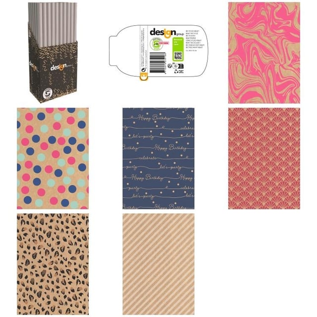 Inpakpapier IG Group Printed Kraft 200x70cm assorti afbeelding
